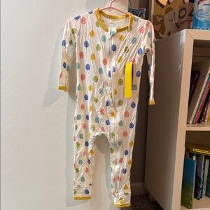 Kyte BABY Easter egg  White Footie with Multicolor Dot Print